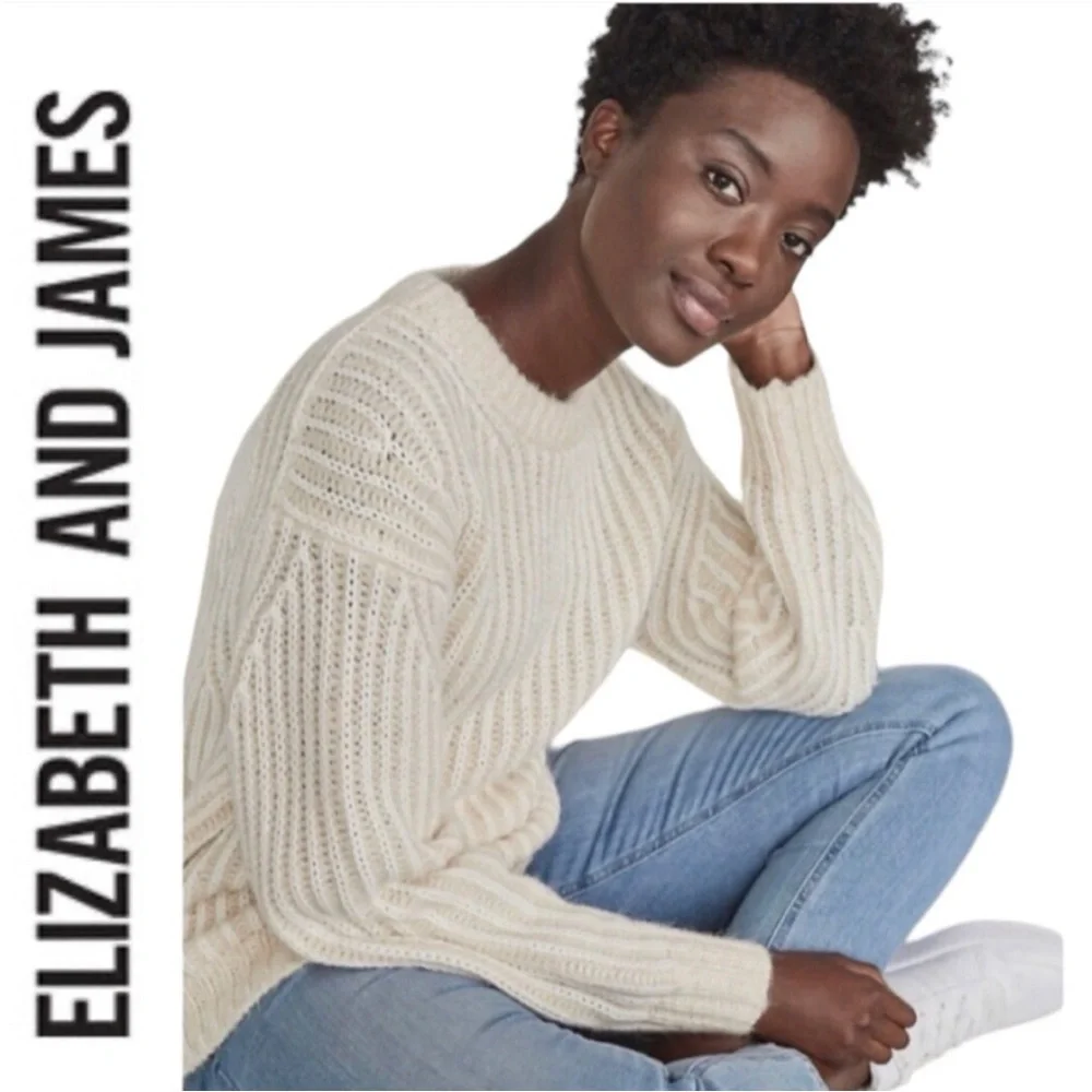 Elizabeth and James Cream Fisherman’s Rib Sweater SIze XXL - Picture 5 of 13